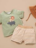 Purebaby Baby Organic Cotton Animal Appliqe T-Shirt & Towelling Shorts Set, Green/Multi
