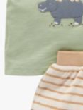 Purebaby Baby Organic Cotton Animal Appliqe T-Shirt & Towelling Shorts Set, Green/Multi