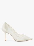 Dune Bridal Collection Bespoke Embellished Pleated Mesh High Heel Court Shoes, Ivory