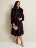 Phase Eight Petite Zylah Wool Blend Faux Fur Collar Smart Coat, Burgundy