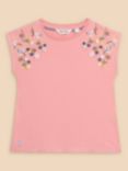 White Stuff Kids' Embroidered Sleeveless Top, Pink