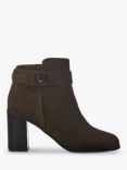 Moda in Pelle Maricella Suede Heeled Ankle Boots, Khaki
