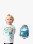 Fabric Flavours Kids' Peppa Pig Dinosaur Over Sized T-Shirt & Backpack Set, White Winter/Multi