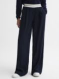 Reiss Abigail Stripe Waistband Trousers, Navy