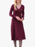 Pure Collection Scallop V-Neck Knitted Dress, Merlot