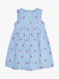 JoJo Maman Bébé Baby Embroidered Ladybird Gingham Dress, Blue