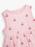 JoJo Maman Bébé Baby Cherry Stripe Seersucker Dress, Pink