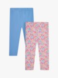 JoJo Maman Bébé Baby Strawberry/Plain Leggings, Pack of 2, Pink/Multi