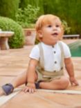 JoJo Maman Bébé Baby Grandad Shirt & Shorts With Braces Set, Stone