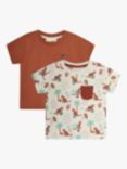 JoJo Maman Bébé Baby Tiger Print T-Shirts, Pack of 2, Natural