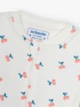JoJo Maman Bébé Baby Cotton Cherry Print Zip Through Sleepsuit, Cream