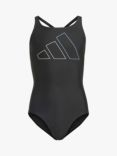 adidas Kids' Big Bars Logo Swimsuit, Black