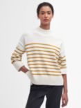 Barbour Oakfield Striped Cotton Jumper, Ivory/Mustard