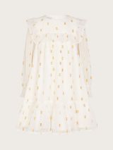 Monsoon Kids' Dobby Sparkle Party Dress, Ivory