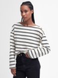 Barbour Caroline Stripe Button Shoulder Sweatshirt, Antique White/Multi