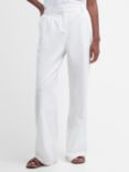 Barbour Somerland Linen Blend Wide Leg Trousers, White