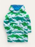 Mini Boden Kids' Crocodile Towelling Throw-On Hooded Robe, Bright Green