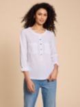 White Stuff Macley Mix Cotton Shirt, Pale Ivory