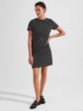 Hobbs Simona Geometric Print Mini Dress, Black/Ivory