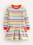 Mini Boden Kids' Cosy Stripe Print Sweatshirt Dress, Multi, Multi