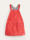 Mini Boden Kids' Relaxed Cord Dungaree Dress, Coral Pink