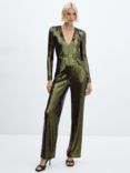 Mango Xhutton Sequin Jumpsuit, Green