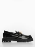 Mango Funki Faux Leather Chain Loafers, Black