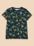 White Stuff Kids' Monkey Print T-Shirt, Navy/Multi