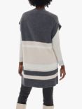 James Lakeland Striped Wool Blend Sleeveless Cardigan, Grey/Beige, Grey/Beige