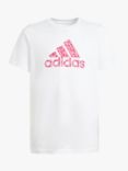 adidas Kids' Animal Print Logo Short Sleeve T-Shirt, White
