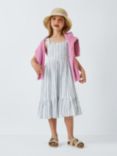John Lewis Kids' Sheered Stripe Dress, White/Blue