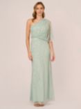 Adrianna Papell Long Beaded Dress, Icy Sage