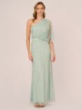 Adrianna Papell Long Beaded Dress, Icy Sage, Icy Sage