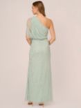 Adrianna Papell Long Beaded Dress, Icy Sage