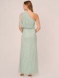 Adrianna Papell Long Beaded Dress, Icy Sage, Icy Sage