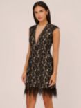Adrianna by Adrianna Papell Bonded Lace Cocktail Dress, Black/Nude