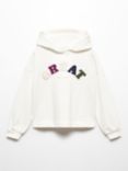 Mango Kids' Great Embroidered Hooded Sweatshirt, Natural White