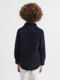 Reiss Kids' Albion Cutaway Collar Long Sleeve Shirt, Navy