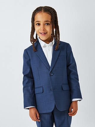 John Lewis Heirloom Collection Kids' Check Suit Jacket, Navy
