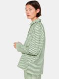 Whistles Cotton Stripe Pyjama Top, Green/White