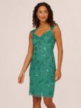 Adrianna Papell Beaded Mesh Dress, Jungle Green, Jungle Green