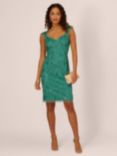 Adrianna Papell Beaded Mesh Dress, Jungle Green, Jungle Green