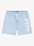 BOSS Baby Logo Drawstring Swim Shorts, Light Blue