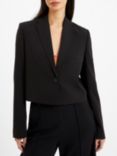 French Connection Echo Cropped Crepe Blazer, Blackout, Blackout