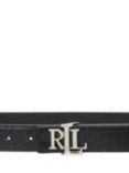 Lauren Ralph Lauren Lizard Texture Reversible Leather Belt, Black/Black