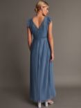 Monsoon Wendy Pleated Maxi Dress, Blue