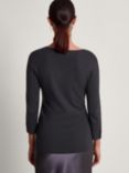 Monsoon Winslet Wrap Jumper, Charcoal