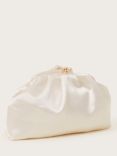 Monsoon Satin Corsage Clutch Bag, Ivory
