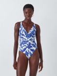 John Lewis Ayanna Wrapped Tummy Control Swimsuit, Blue
