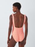 John Lewis Geo Print Square Neck Swimsuit, Orange/Multi